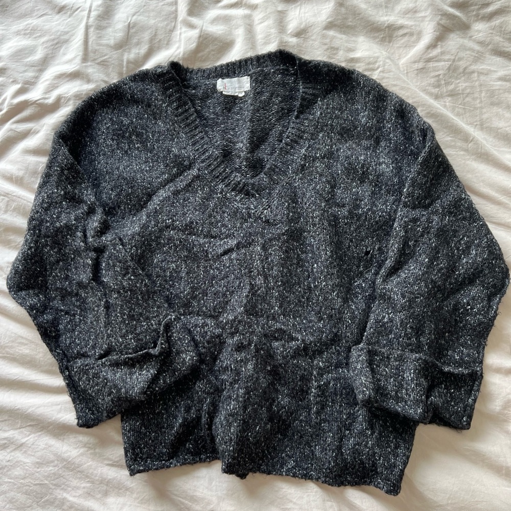 Anthropologie Oversized Heathered Black Sweater